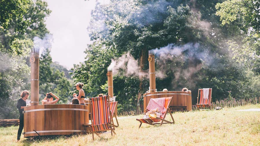 hot tubs at the Green Man Festival